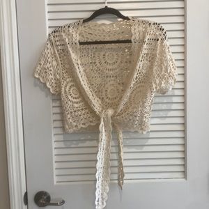 Crocheted lace shrug